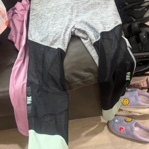PINK Victoria's Secret Girls' Colorblock Leggings in Black, Gray & Mint